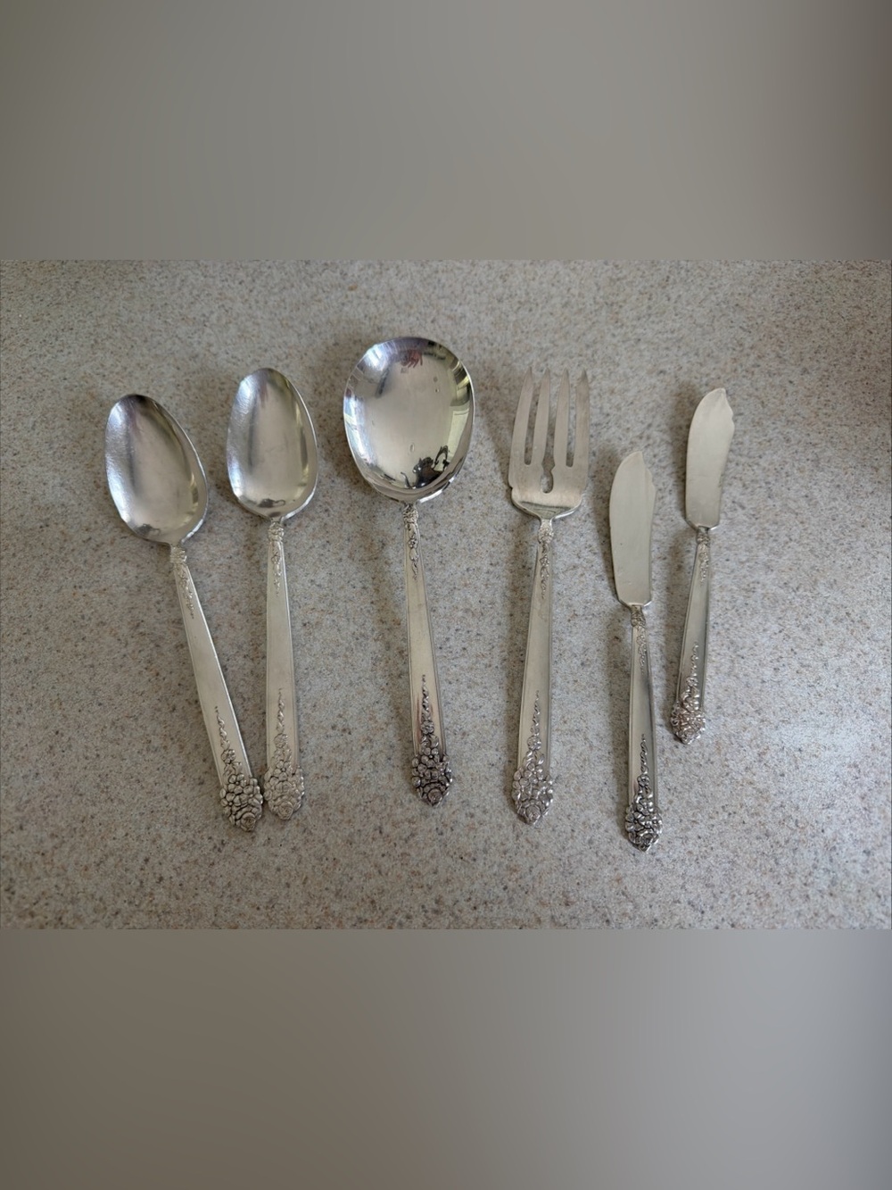 Silver Plate Serveware Set Vintage King Edward pattern Moss Rose 1949